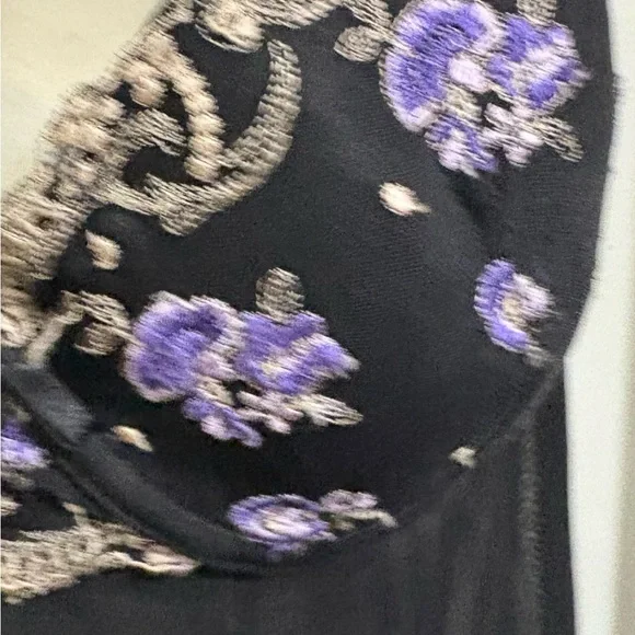 Delicates Black and Purple Floral Lingerie Set - Picture 3 of 5